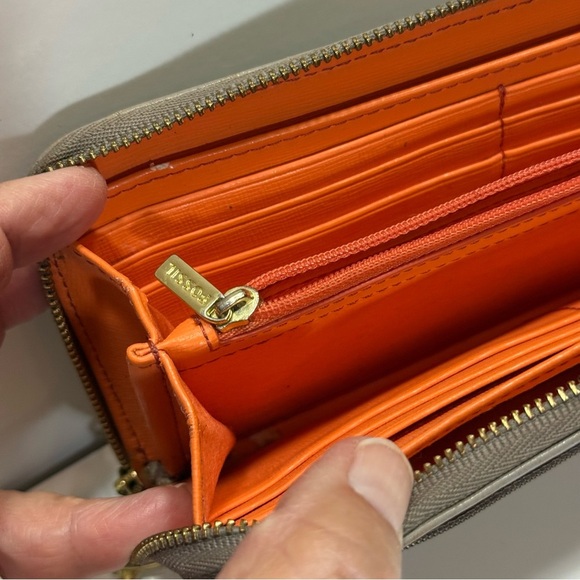 Fossil Gray Cutout Dot Zip Around Wallet With Wrist Strap - Picture 9 of 16